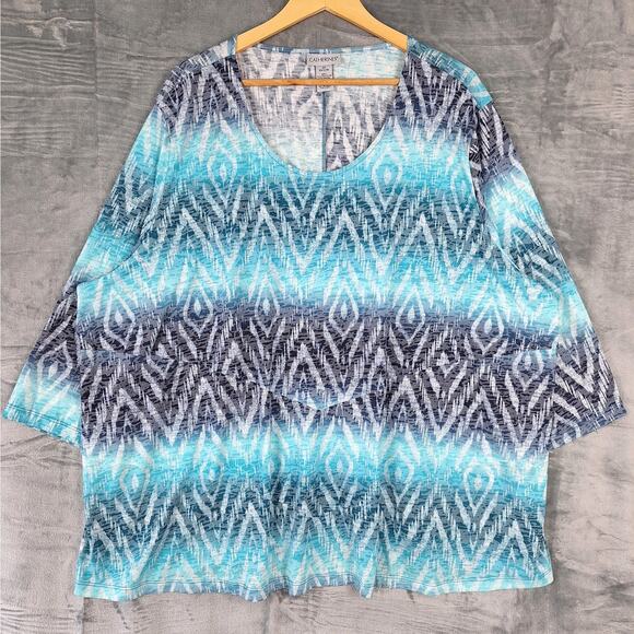 Womens Top 4X Chevron Ombre Striped Layered Artsy Geometric Mature Office Casual - Picture 1 of 7
